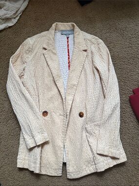 Daniel Rainn Cream Textured Double-Button Blazer